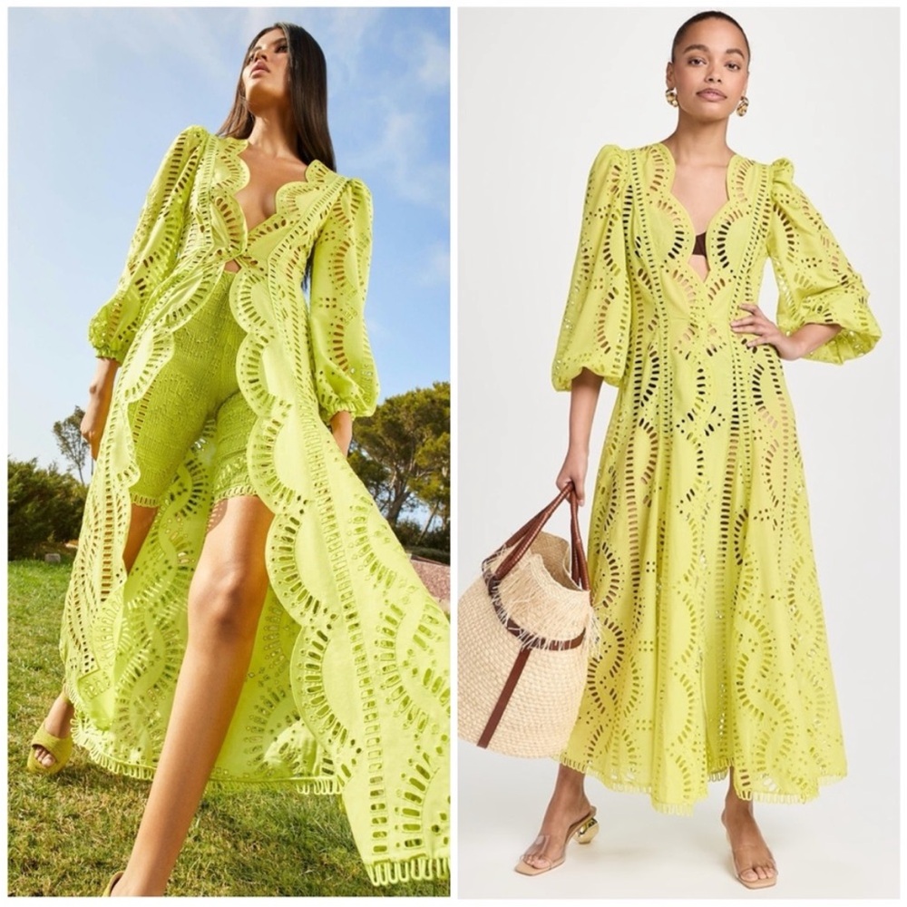 NWT Charo Ruiz Kelyk Kaftan Lime Punch Green - Picture 2 of 8